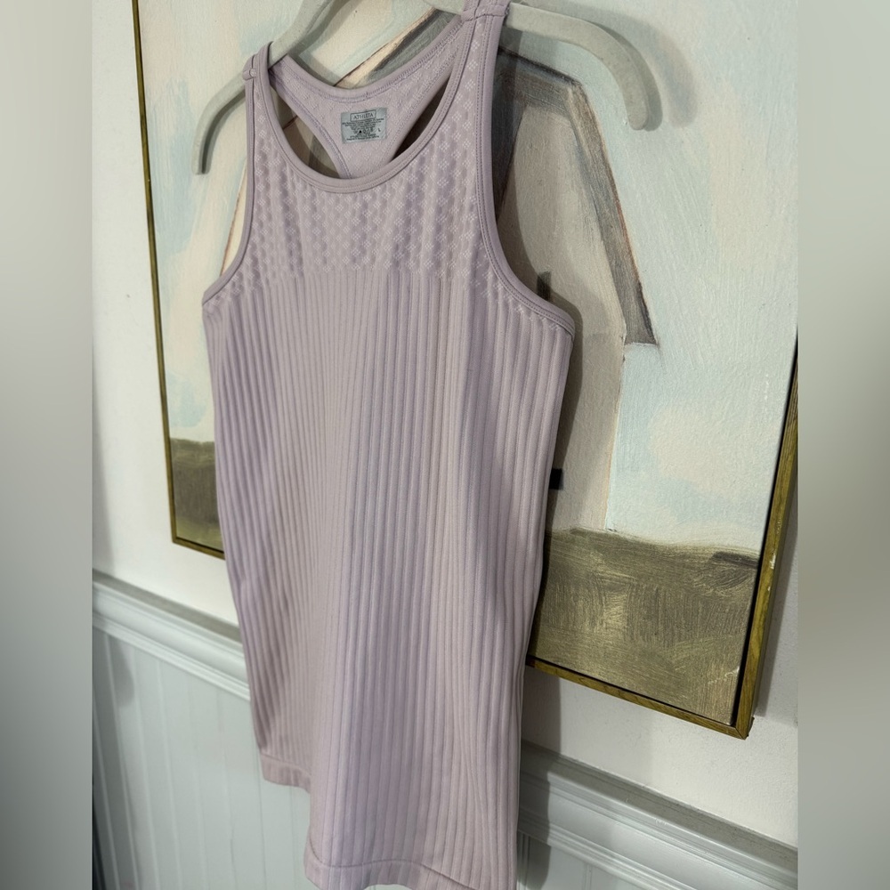 ATHLETA Renew Racerback Steetch Bodycon Tank Light Purple Sleeveless Size Large - Picture 5 of 10